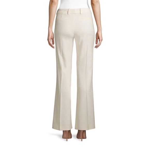 Elie Tahari Anna Ivory Slub Slit Pockets Flared Pants Trousers H. - Picture 2 of 16